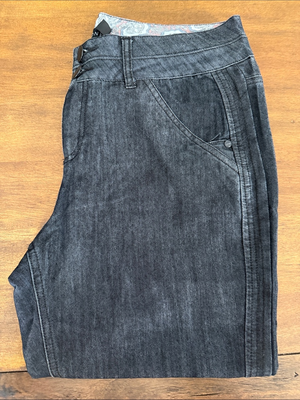 one 5 one Dark Wash Ankle Crop Jeans with Panel Seam Detail
